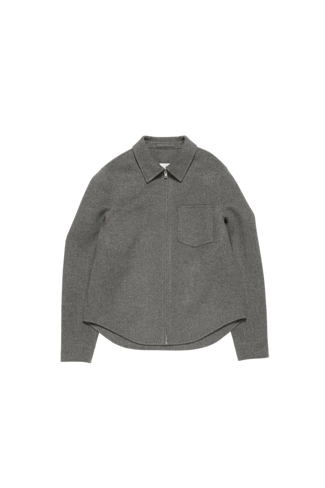 Grey shirt jacket laid flat